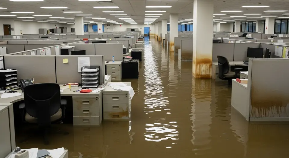 Commercial water damage restoration in Austin TX office building